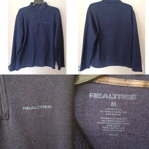 Realtree Men's Medium Sweatshirt Quarter-Zip Navy Blue Embroidered Logo Gorpcore